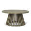 Table basse d'extérieur en bois d'acacia pour le patio, table basse ronde pour la cour arrière, pelouse, balcon, finition grise-102138421