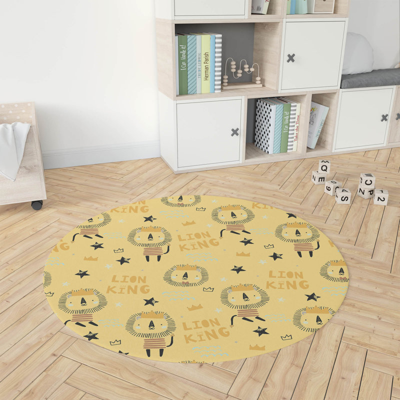 Tapis de jeu pour enfants très grand lion, Rond 5 pi