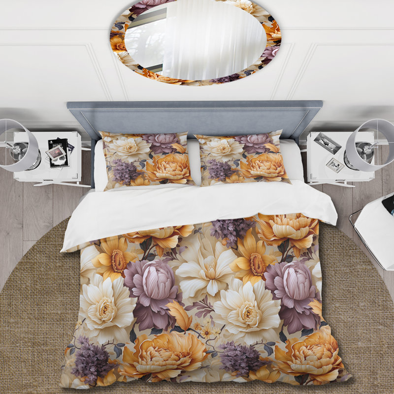 Ensemble de housse de couette Autumn Cottage Flowers Composition II, Housse de couette simple + 1 taie décorative stan