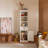  75'' 5-Tier Display Bookcase with Storage, Freestanding Farmhouse Bookshelf Cabinet for Living Room and Office, White