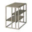 Ensemble de tables de salon avec pièces en métal et en bois: 2 tables basses, brun, rectangulaire, ensemble de tablettes fixes: 1 et structure, placage de peuplier massif, finition brune