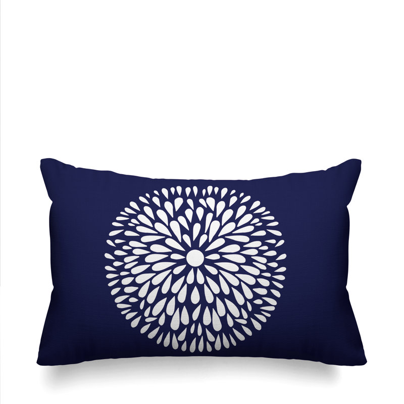 Coussin Pheobe, 14 po x 20 po, Bleu marine, Rectangle