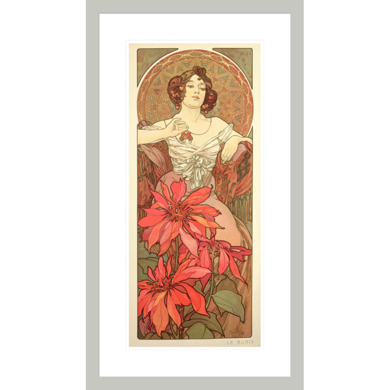 «The Precious Stones: Ruby» (1900) par Alphonse Mucha, impression giclée encadrée, 29.5" H x 16.47" W