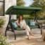 Balancelle-lit convertible 3 places pour terrasse extérieure de 195 cm (77 po) avec auvent réglable et porte-gobelets, capacité de 363 kg (800 lb).-468799443