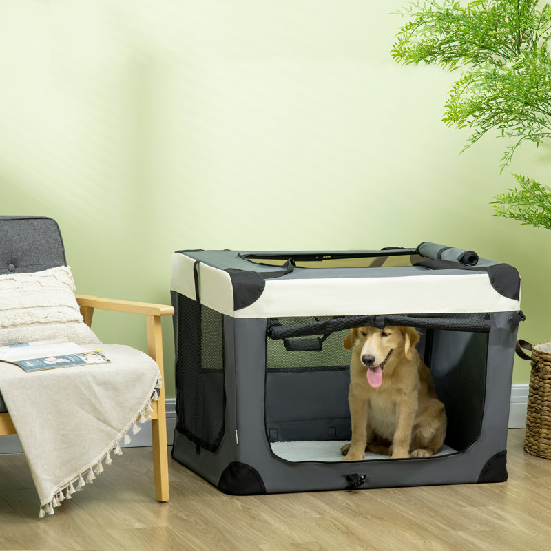 Collapsible Pet Carrier with 3 Doors, 65cm H x 91cm W x 63cm D, Grey