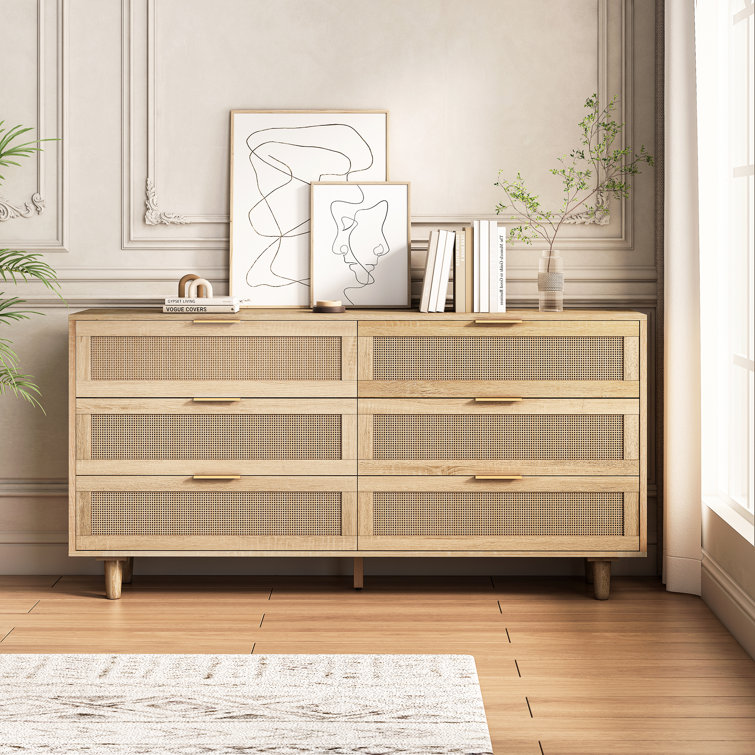 59.06" 6-Drawers Rattan Storage Cabinet