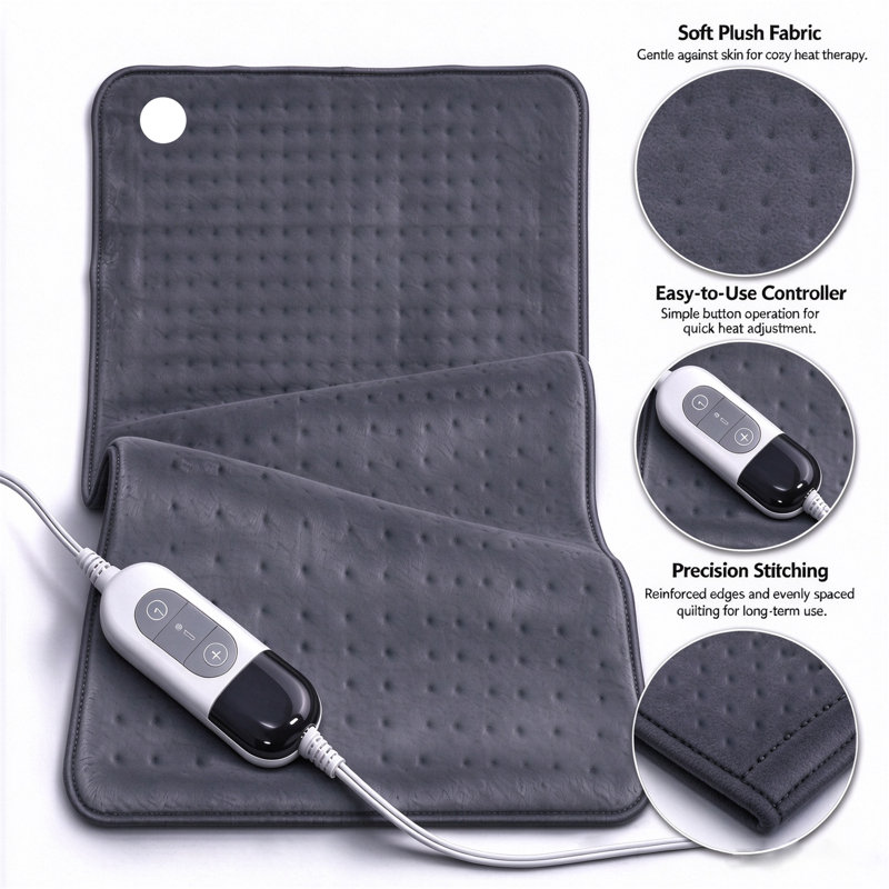 Coussin chauffant électrique pour soulager la douleur, 6 niveaux de chaleur, grand coussin chauffant en flanelle de 85 x 45 cm, chauffage rapide de 100 W, télécommande filaire, pour le lit, le canapé, la thermothérapie à domicile, cadeau réconfortant pour la famille
