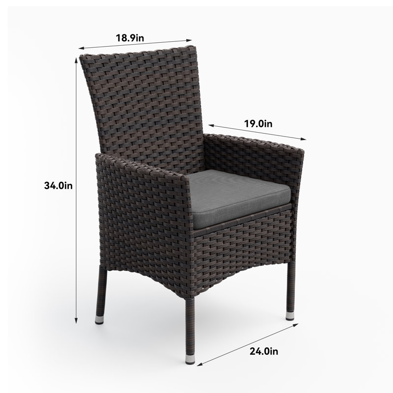 Hemraj 10-Piece Outdoor Dining Set Rattan Chairs With Cushions And Matching Glass-Top Tables, Gray