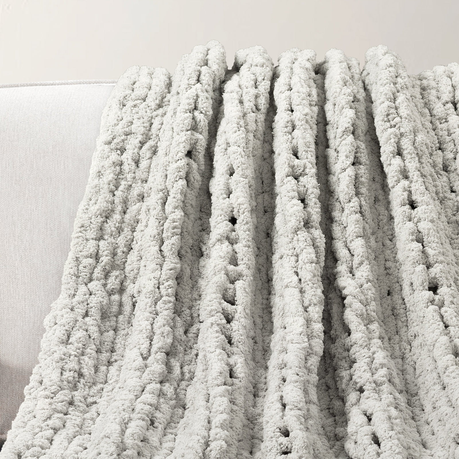 Ottavina Knit Throw Blanket, 40" W x 72" L, Light Gray