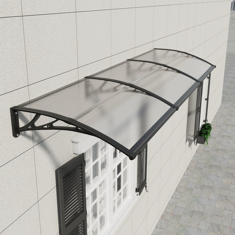 Polycarbonate Door & Window Canopy Awning, UV-Resistant Outdoor Shelter with ABS Brackets for Porch, Patio & Entrance, Rain & Snow Protection