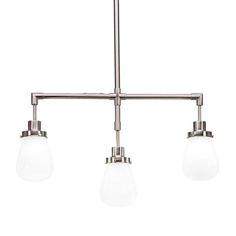 Elwell 3 Light Bar Shown With 5" Glass, Dark Granite, White