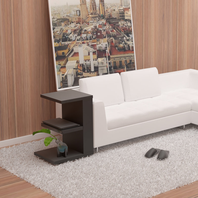 Brookie Floor Shelf End Table, Black
