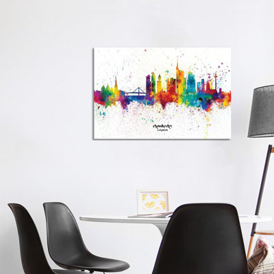 Frankfurt Germany Skyline Splash by Michael Tompsett - 1 Piece Wrapped Canvas Wall Art