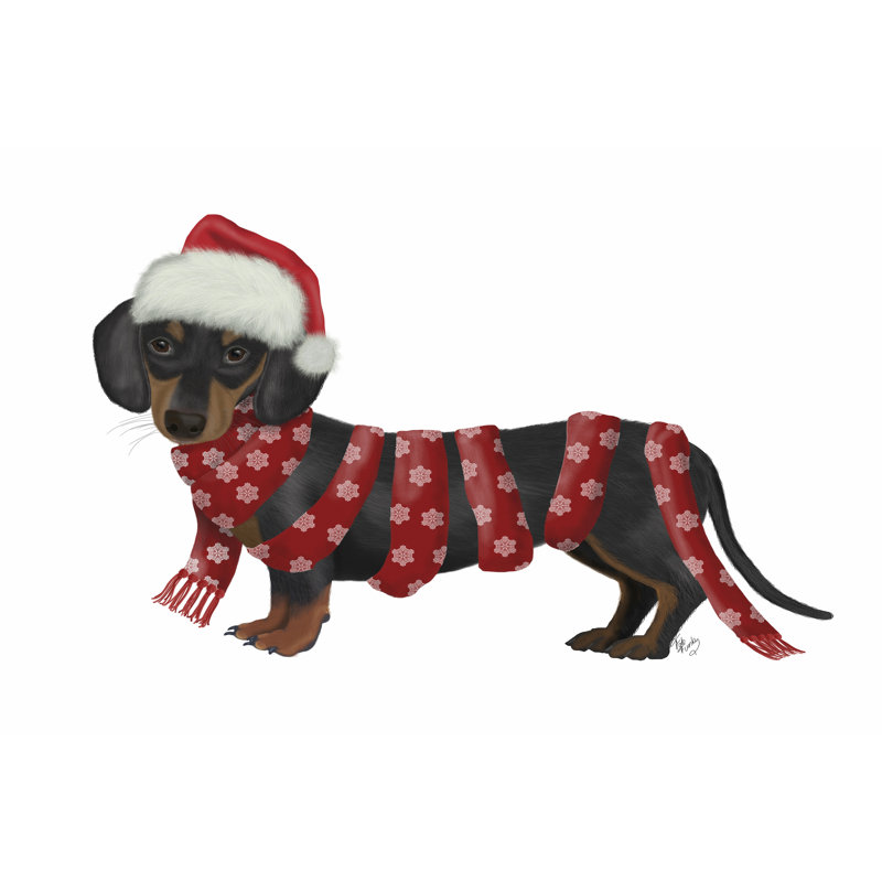 Christmas Des Dachshund Snowflake Scarf by Fab Funky - Wrapped Canvas Print, 81cm H x 122cm W