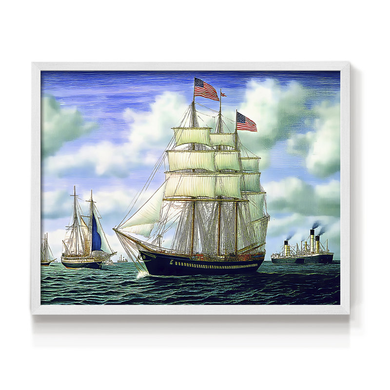 Série nautique - XLVI - Impression encadrée - Restickable, H 11 po x l 14 po, Blanc