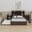 Lit plateforme avec rangement et tablettes coulissantes, lit gigogne et 2 tiroirs-246418331