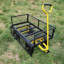 Chariot utilitaire de jardin robuste à roues pleines, plateau pour le transport du bois de chauffage, noir et jaune