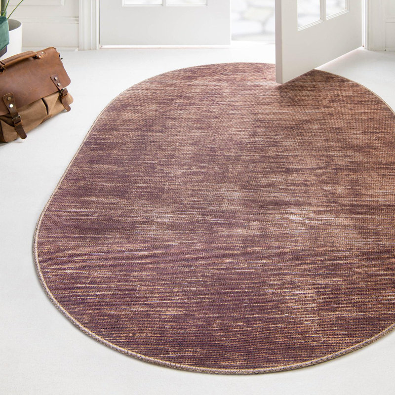 Tapis en chenille Power Loom brun, Ovale 2 pi x 3 pi