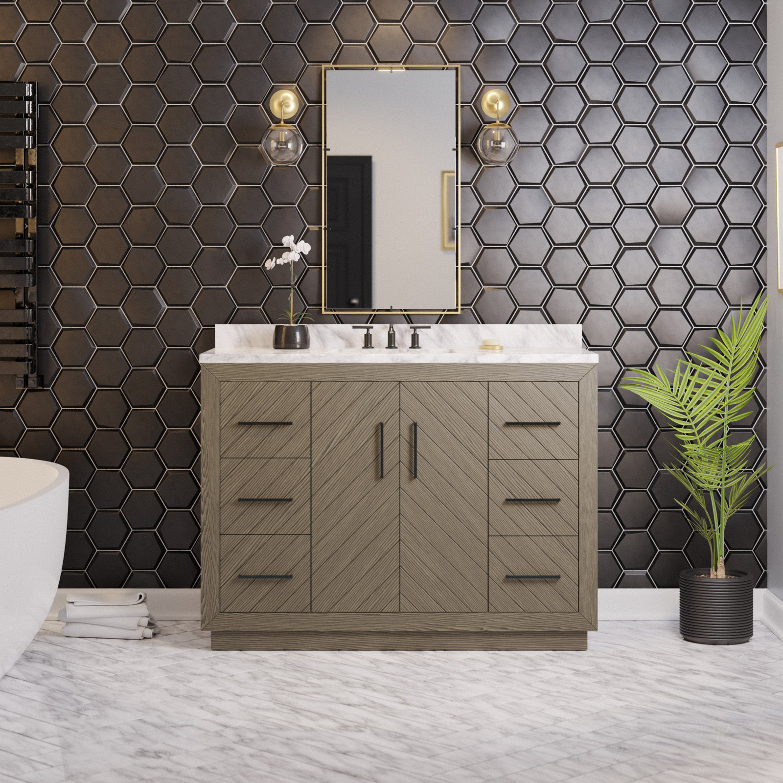 Sadelle 48'' Single Bathroom Vanity, Gray Oak