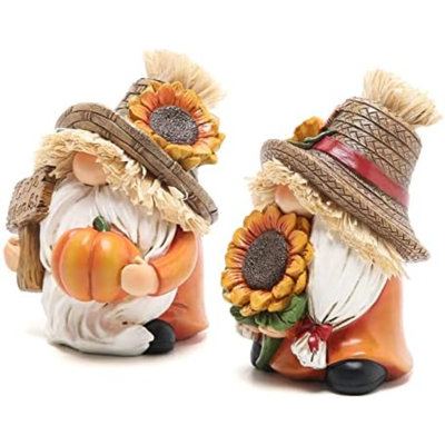 2Pcs Thanksgiving Pumpkin Gnomes Decorations Handmade Swedish Tomte Elf For Fall Decor Gift - Fall Thanksgiving Party Home Kitchen Table Decor - Autumn Gifts
