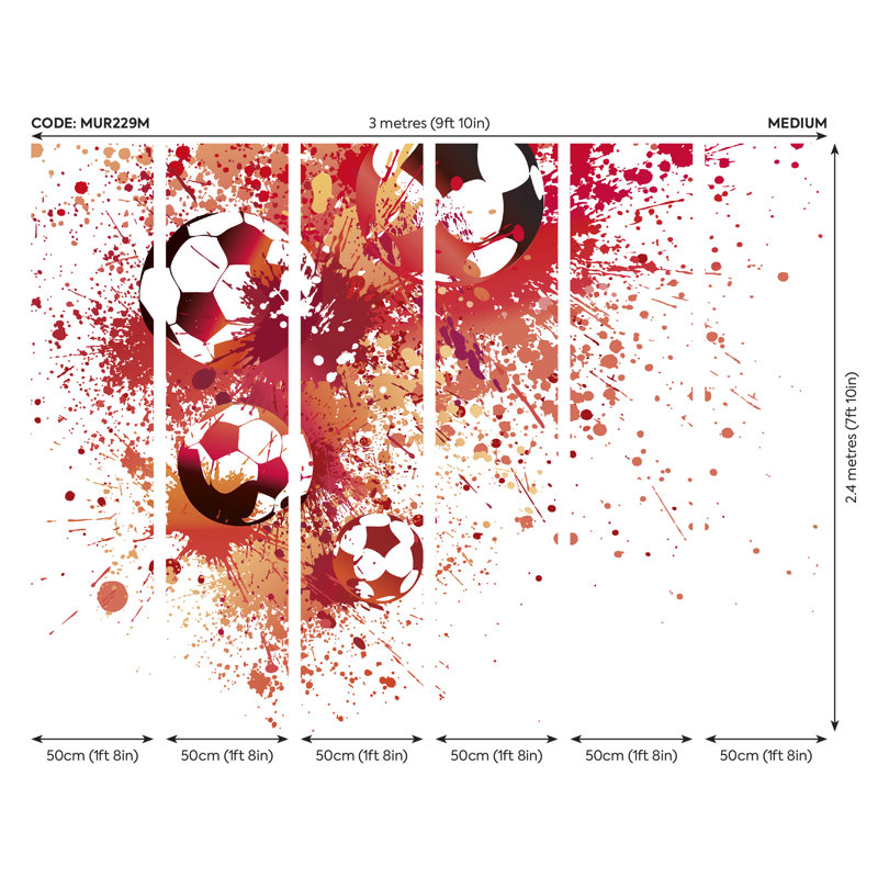 Matte Non-Pasted Wall Mural, Red, 240cm L x 300cm W
