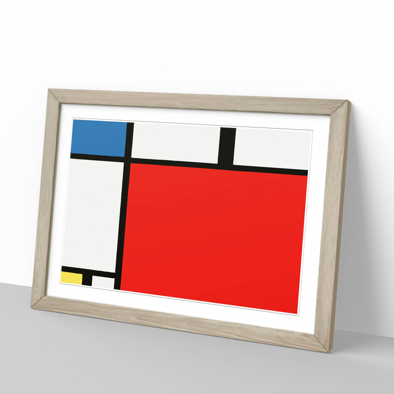 Composition Vol.2 by Piet Mondrian - Picture Frame Graphic Art, 48cm H x 65cm W x 2cm D, Oak Framed