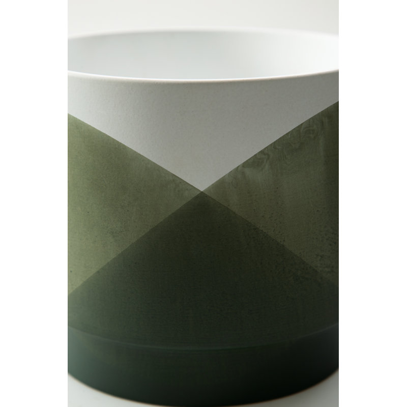 Ardenridge Contemporary Green and White Glazed Ceramic Planter Set