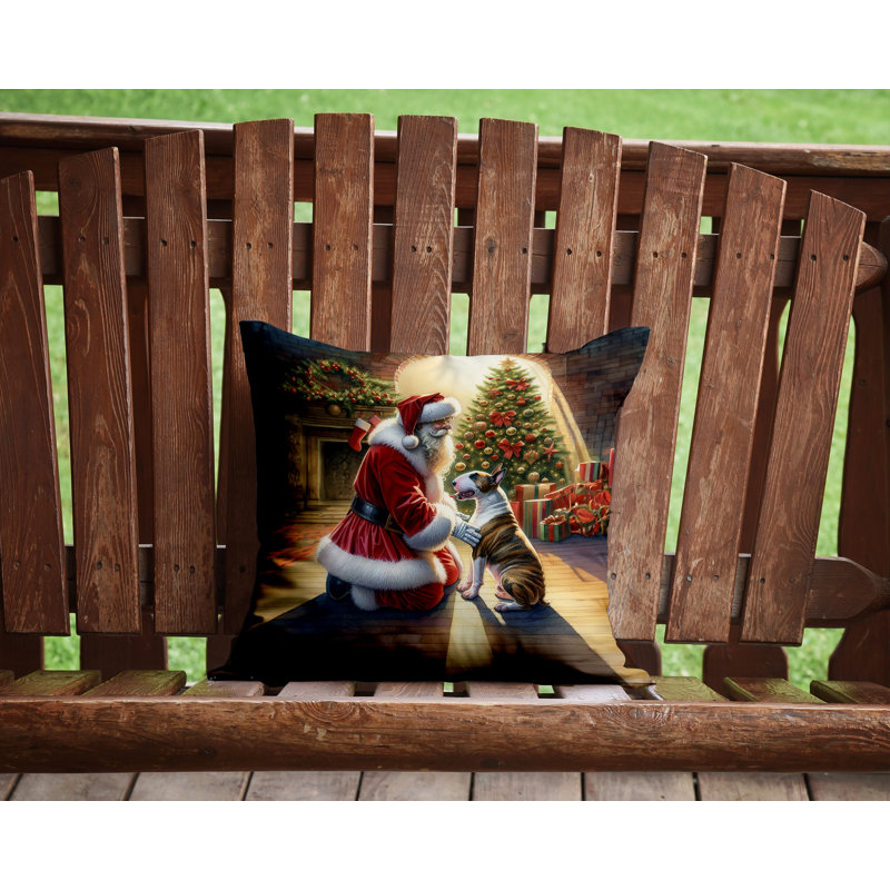 Coussin Bull Terrier and Santa Claus, H 14 po x l 14 po