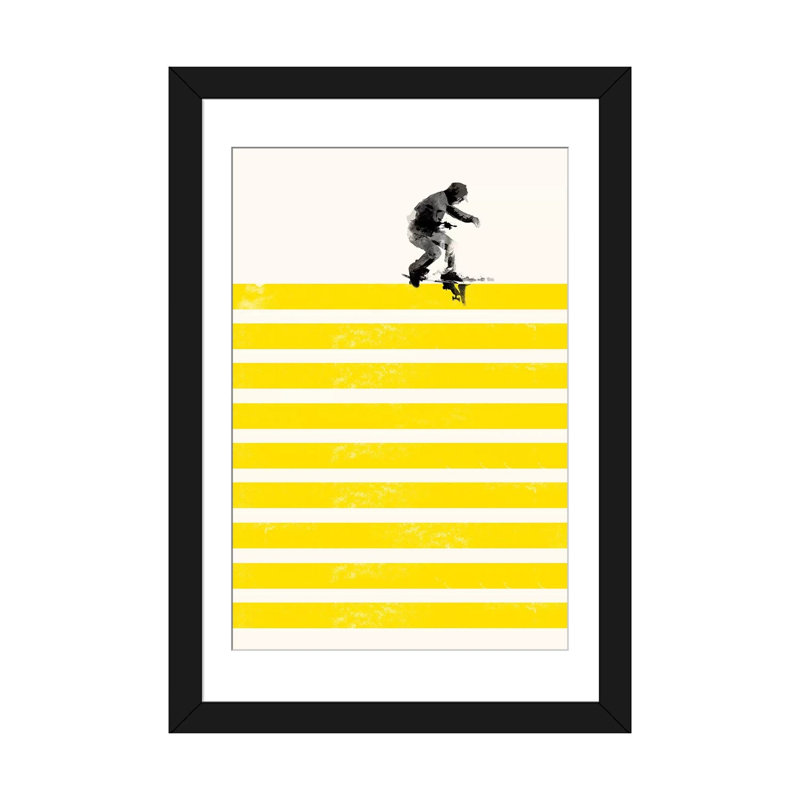 «Slide in Stripes», impression sur toile, Papier d'art encadré noir, Blanc, H 24 po x l 16 po x P 1 po