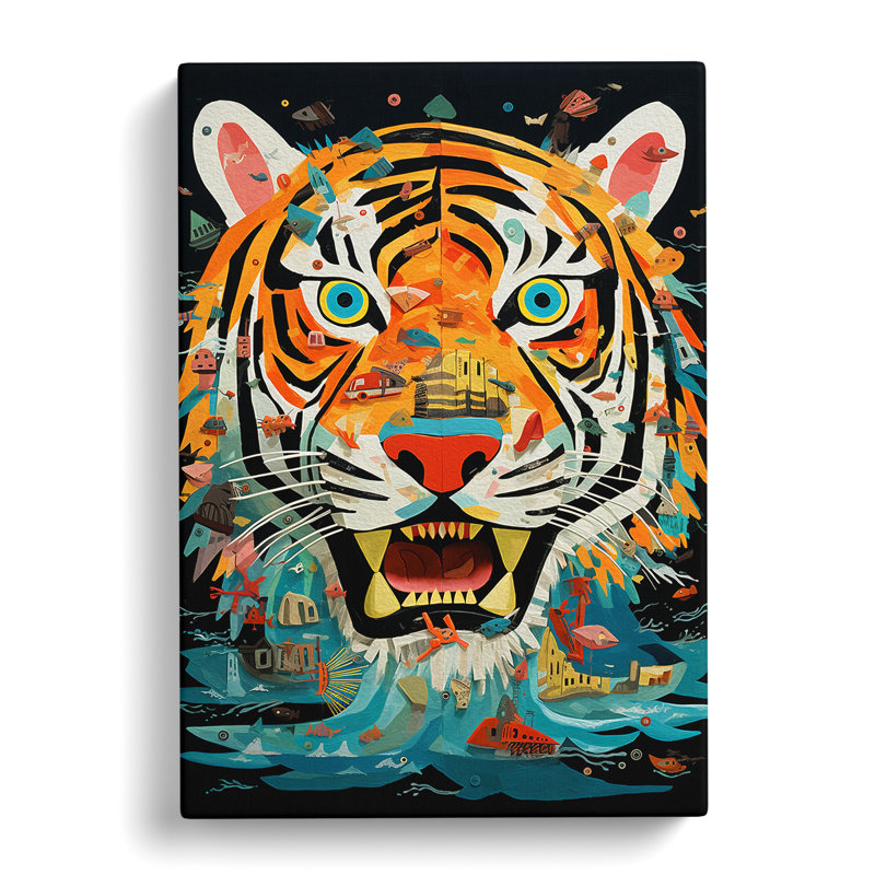 Tiger Dadaism - Wrapped Canvas, 60cm H x 40cm W x 3cm D