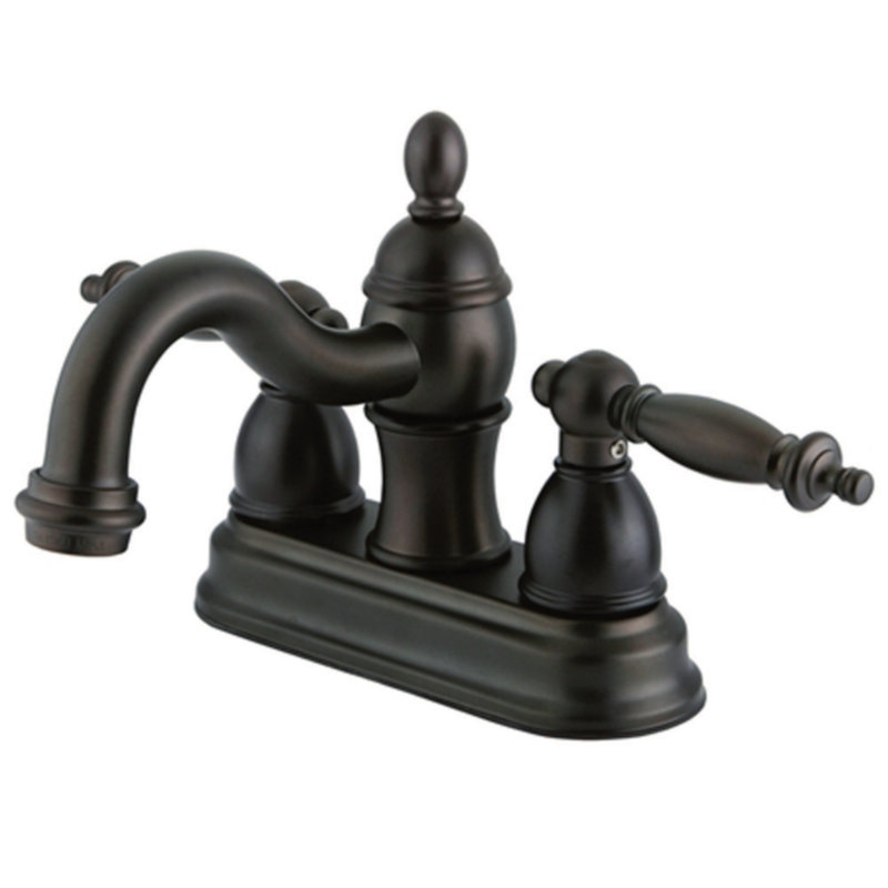 Kingston Brass Templeton Two-Handle 3-Hole Deck Mount 4" Centerset Bathroom Faucet with Plastic Pop-Up, Oil Rubbed Bronze