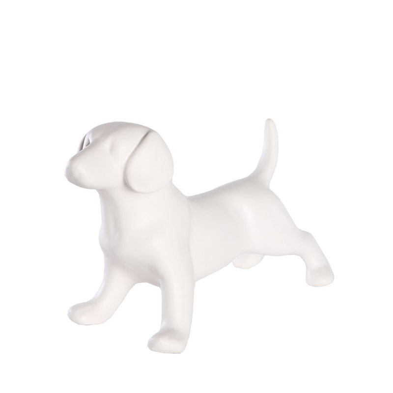 Figurine en céramique Beagle debout, Blanc mat