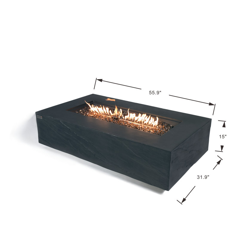 Meteora 56" Liquid Sandstone Fire Table, Propane, Black