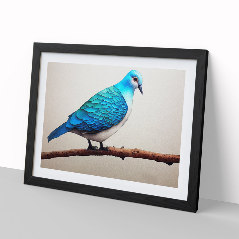 Dove Bird In Watercolour Vol.6 - Single Picture Frame Print, Black Framed, 34cm H x 46cm W x 2cm D