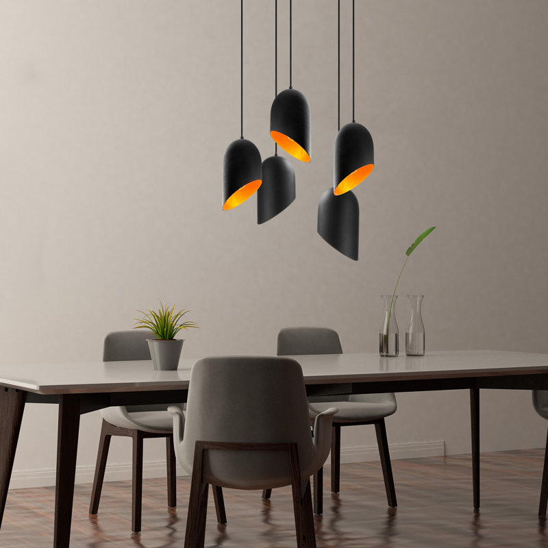 Finbar 5 - Light Black/Golden Cylinder Pendant