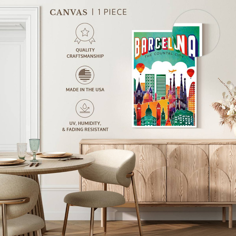 Affiche rétro de Barcelone, Barcelone, H 30 po x l 20 po