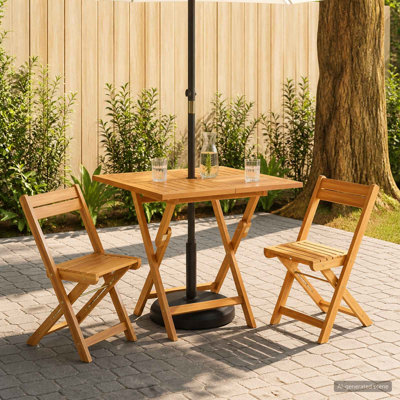 Teak Solid Wood Outdoor Dining Table - 90 cm W 90 cm D