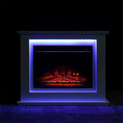 White Manufactured Wood Electric Fireplace
