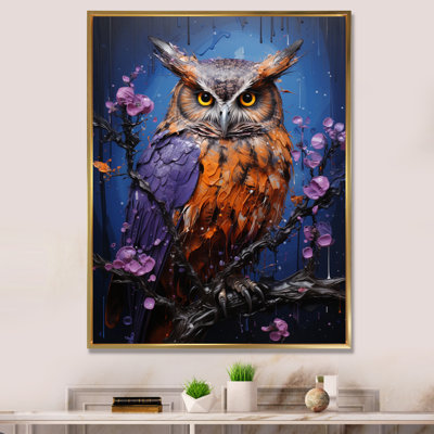 Purple Animal Amethyst Owl Drips - Animals Wall Art Prints