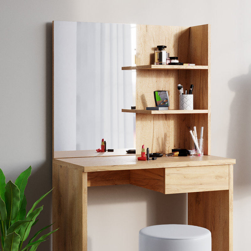 Aali Dressing Table with Mirror, Brown