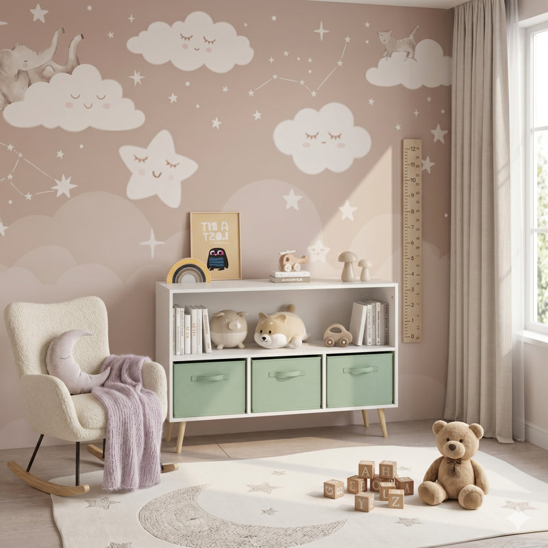 Rangement pour enfants 35,4 "avec 3 bacs en tissu, Vert