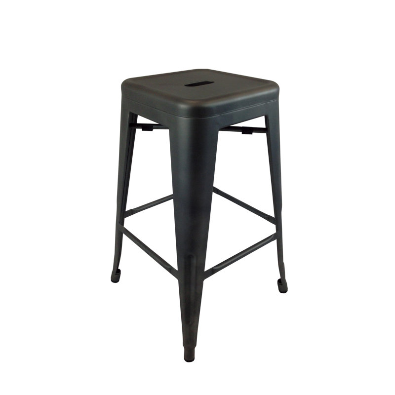Baglione Upholstered Counter Stool with Metal Frame, White