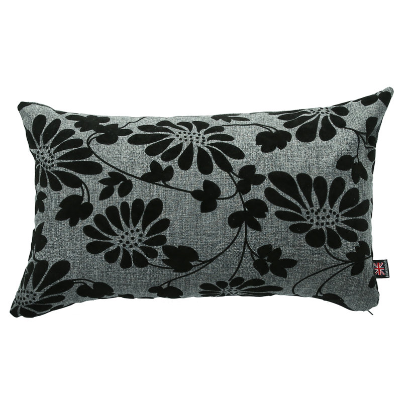 Floral Rectangular Throw Cushion, Grey