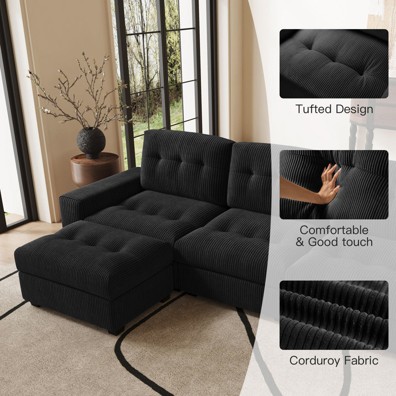 Fauteuil et repose-pieds Bekey Sieber, Noir