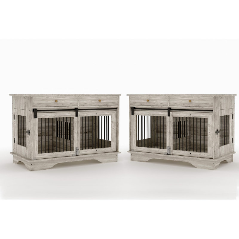 Table de caisse pour chien avec tiroirs et cloison en bois 47 po, Gris