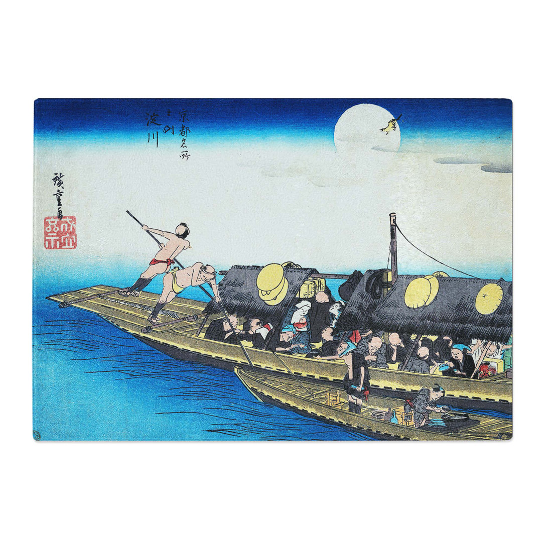 Tempered Glass Yodogawa by Utagawa Hiroshige Chopping Board