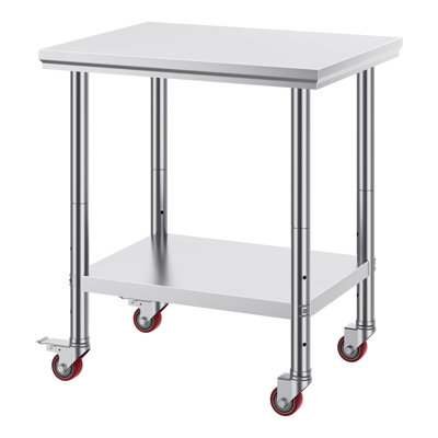Table de travail en acier inoxydable avec roulettes 24 x 30 Table de préparation avec roulettes Table de travail robuste pour la cuisine commerciale