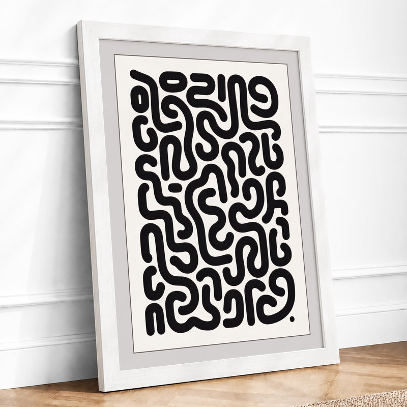 Flowing Forms Abstract - Framed Print, A3 - 42.0 x 29.7 cm, White