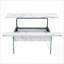 Table basse moderne à plateau relevable en marbre blanc avec pieds en verre trempé, facile à nettoyer et amp; Rangement spacieux