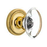 Rope Rosette with Oval Clear Crystal Door Knob